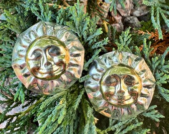 Vintage, Sterling Silver, Sun Earrings, Mexico, Clip On Earrings, 17 Grams