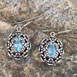 Vintage, Sterling Silver, NF Thailand Earrings, Drop Dangle Earrings, 1.3&quot;, 5.4 Grams