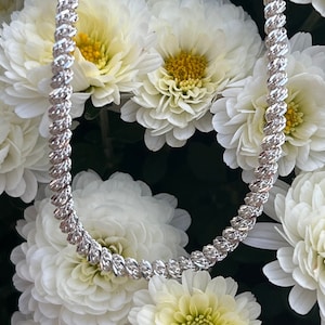 Vintage, Sterling Silver, Italian Milor Twisted Chain Link Necklace, 30&quot; Long, 3.5mm Wide, 25 Grams
