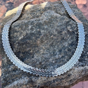 Vintage, Sterling Silver, Woven Chain Link Necklace, Milor Italy, 17&quot; Long, 9mm Wide, 37 Grams