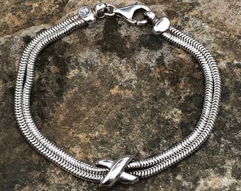 925 Sterling Silver Vintage Italy RCI Snake Link Bracelet 7.25