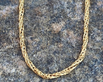 Vintage, 14K Yellow Gold, Italian Rope Chain Link Necklace, 24.5&quot;, 1mm Thick, 3.27 Grams