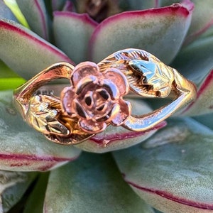 Vintage, 10K Gold, Tri-Color Gold, Flower Ring, Black Hills Gold, Size 7 1/4, 2.55 Grams