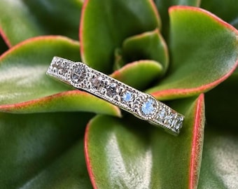 Sterling Silver Cubic Zirconia Infinity Band Ring, 925 CZ Sparkle Eternity Style Ring, Stacking Wedding Band, Size 7