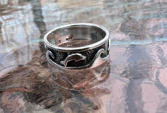 Vintage, Sterling Silver, PSCL, Peter Stone Dolphin Wave