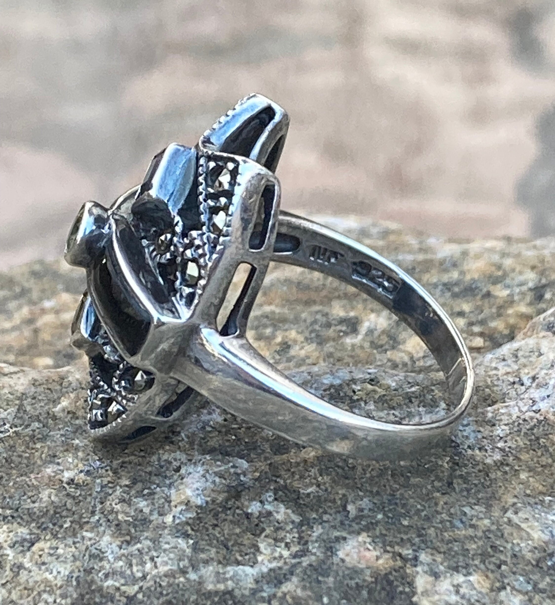 JAM  MADE × NF NF LOGO RING Vintage, Sterling Silver, NF Ring, Marcasite, Multicolor Ring