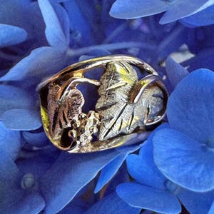 Vintage 10K Black Hills Gold Leaf Ring Size 5.25 Real Gold Jewelry 3.3g Solid Gold Ring Nature Inspired Gift for Her Rose and Yellow Gold