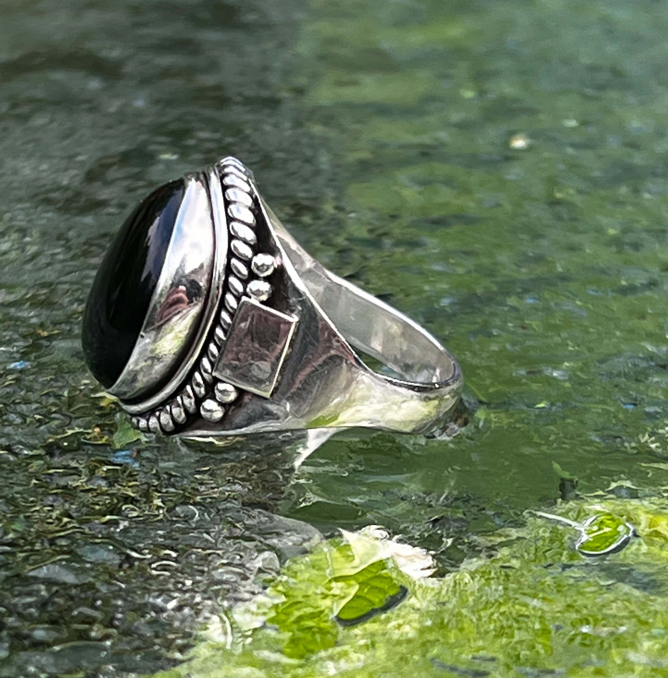 Vintage, Sterling Silver, Black Onyx Ring, Size 7 1/4, 7.8 Vintage, Sterling Silver, Black Onyx Ring, Size 7 1/4, 7.8