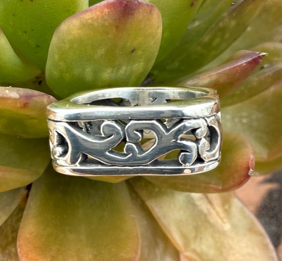 Brighton Sterling Silver Openwork Ring, Scroll Sq… - image 7