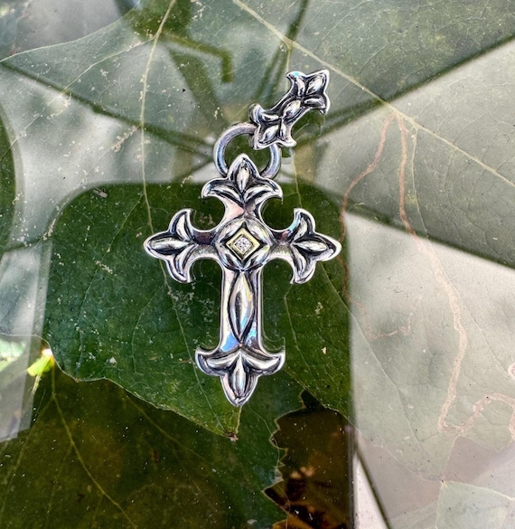 Small Cross Post Stud Earrings with Antique Finish Fleur-de-lis Design Small Cross Post Stud Earrings with Antique Finish Fleur-de-lis Design
