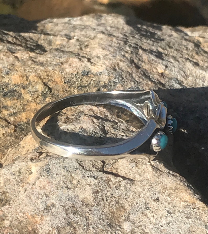 Sterling Silver Vintage Turquoise Bell Trading Post Size 6 12 Native American Ring