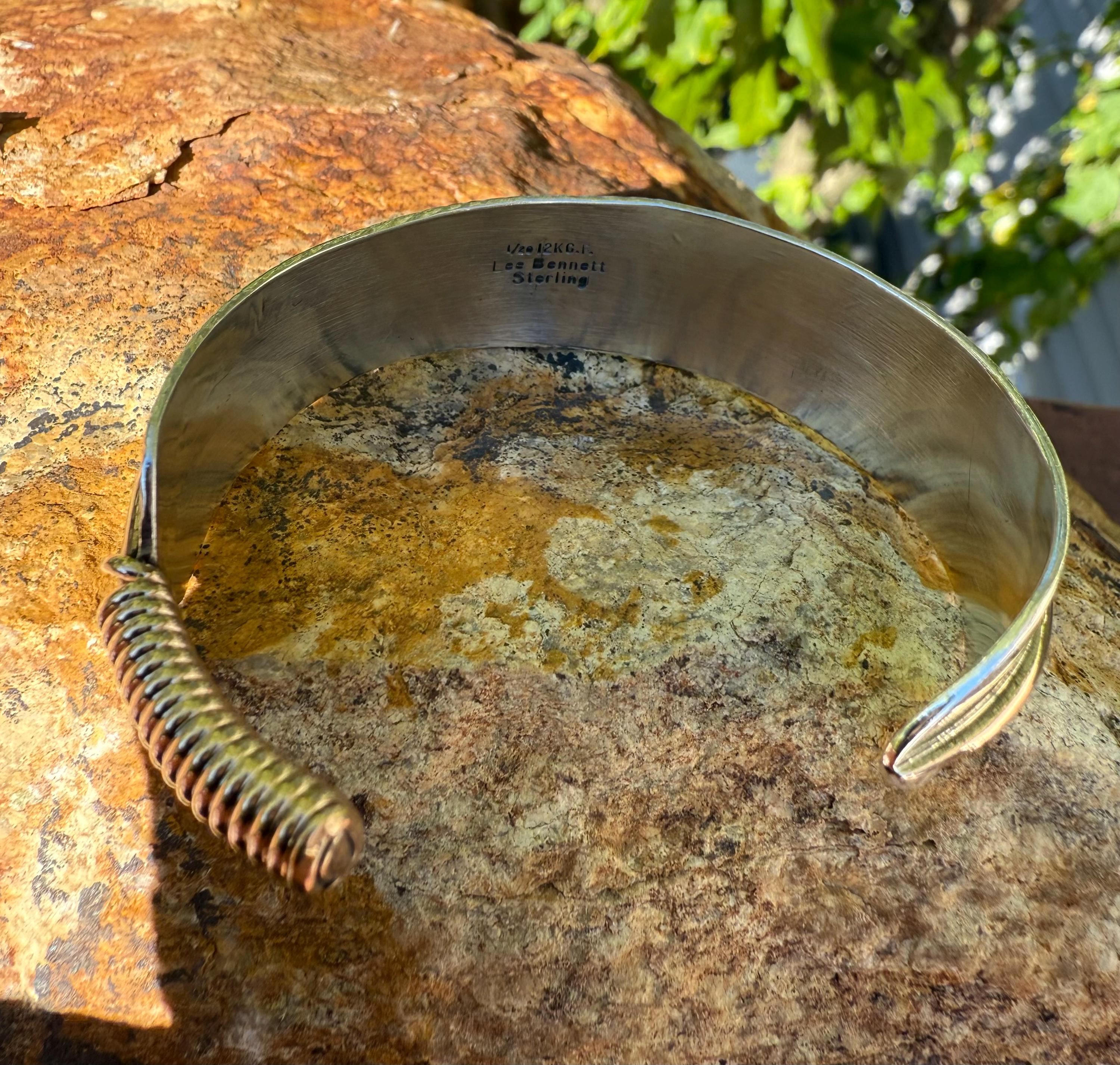 Vintage Lee Bennett Sterling Silver Feather Cuff: Southwestern