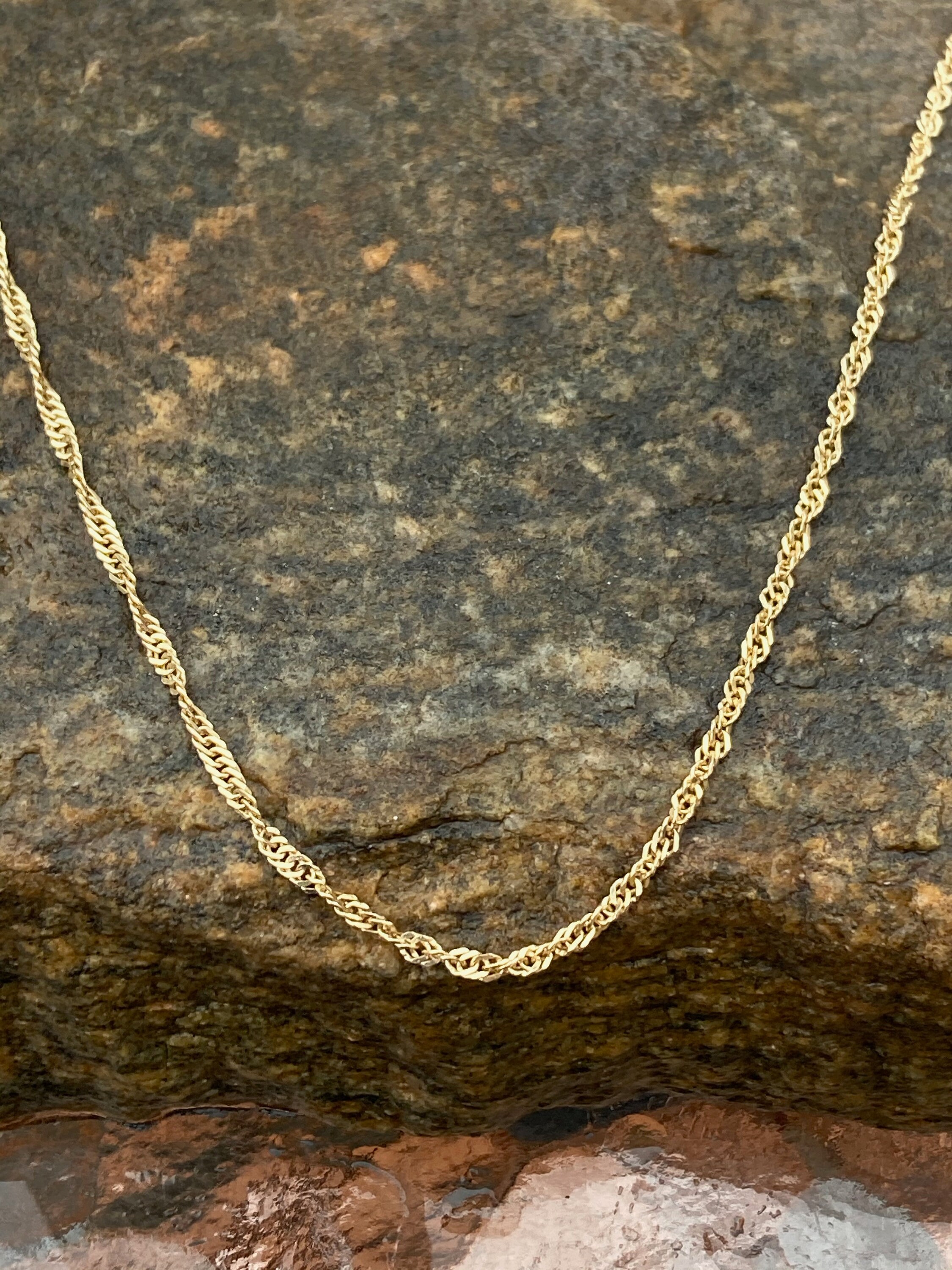Vintage 14K Gold Twisted Chain Link Necklace 24 Long Etsy