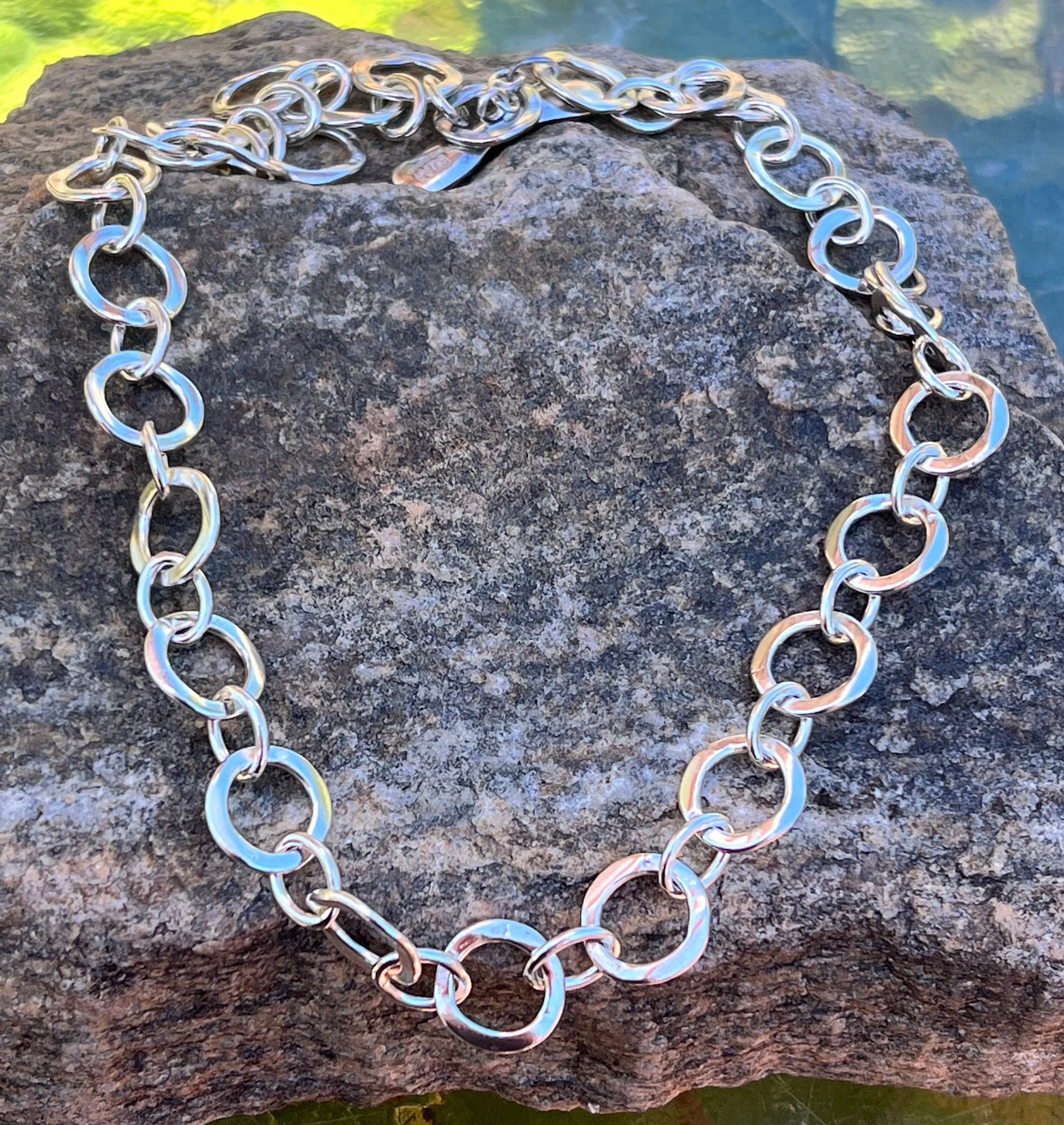 Vintage Robert Lee Morris Sterling Silver Chain Link Necklace, 18