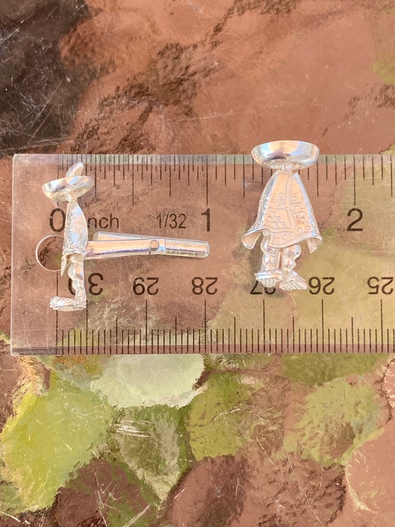 Boutons De Manchette Vintage Mexicains - Argent Sterling Et Ormeaux - Sans Marque, état Correct