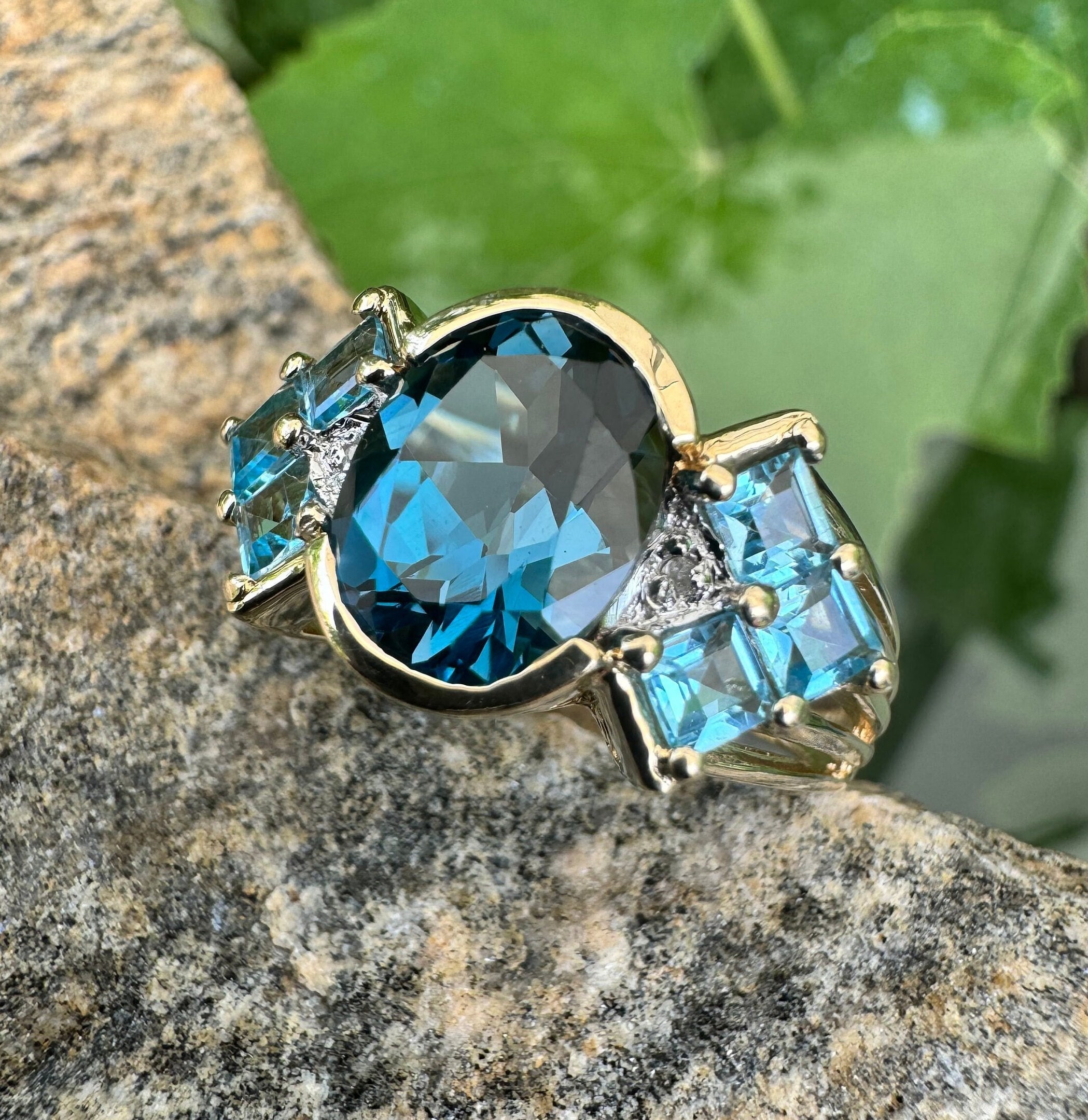 Thl Rings Images Vintage, 10K Gold, Topaz and Diamond Ring, THL, Size 7 3/4, 5.15 Grams ...