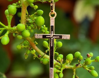 Vintage, 18K Gold, Etched Cross Pendant 35.4mm By 18.1mm, 2 Grams