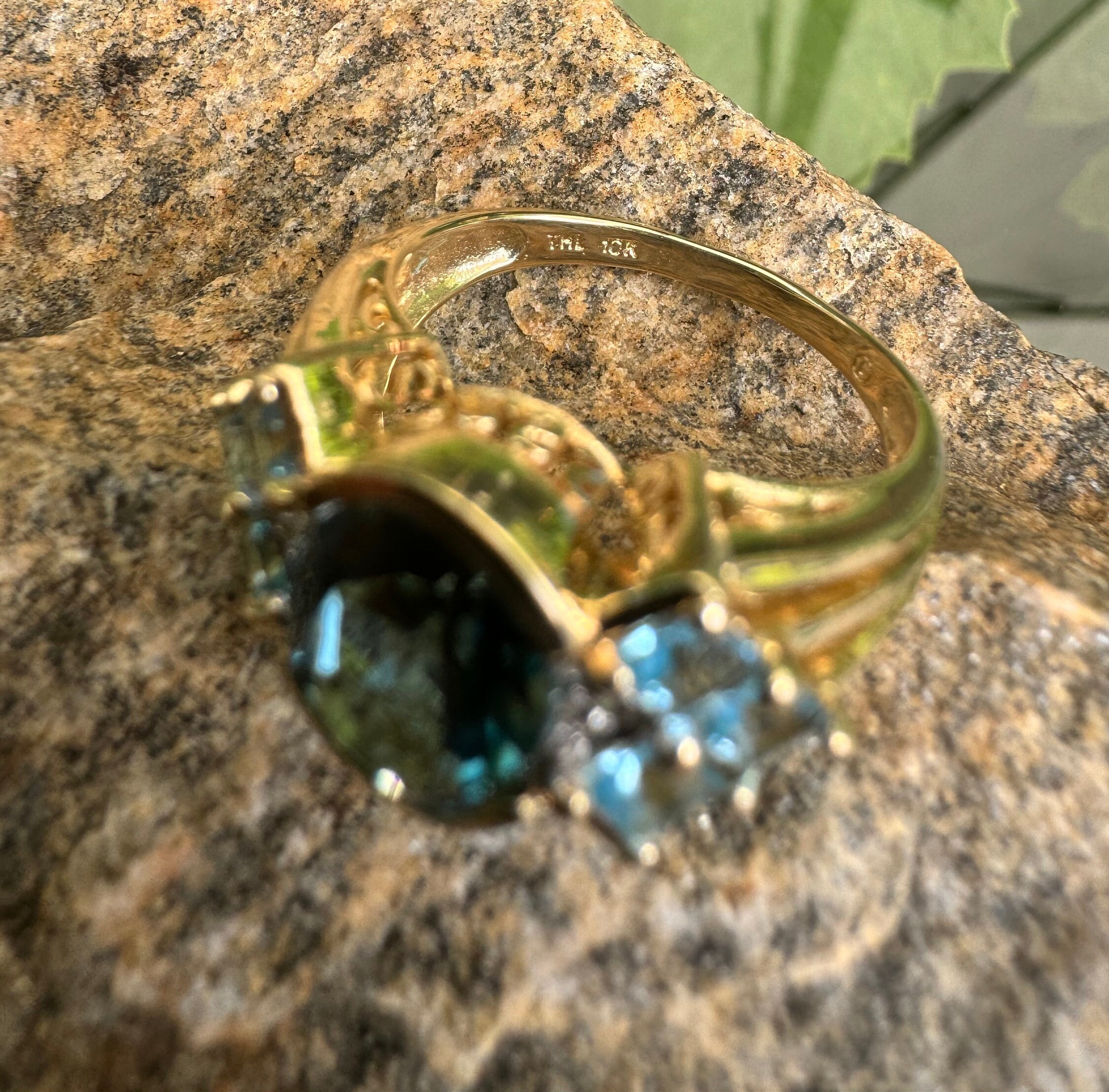 Thl Rings Images Vintage, 10K Gold, Topaz and Diamond Ring, THL, Size 7 3/4, 5.15 Grams ...