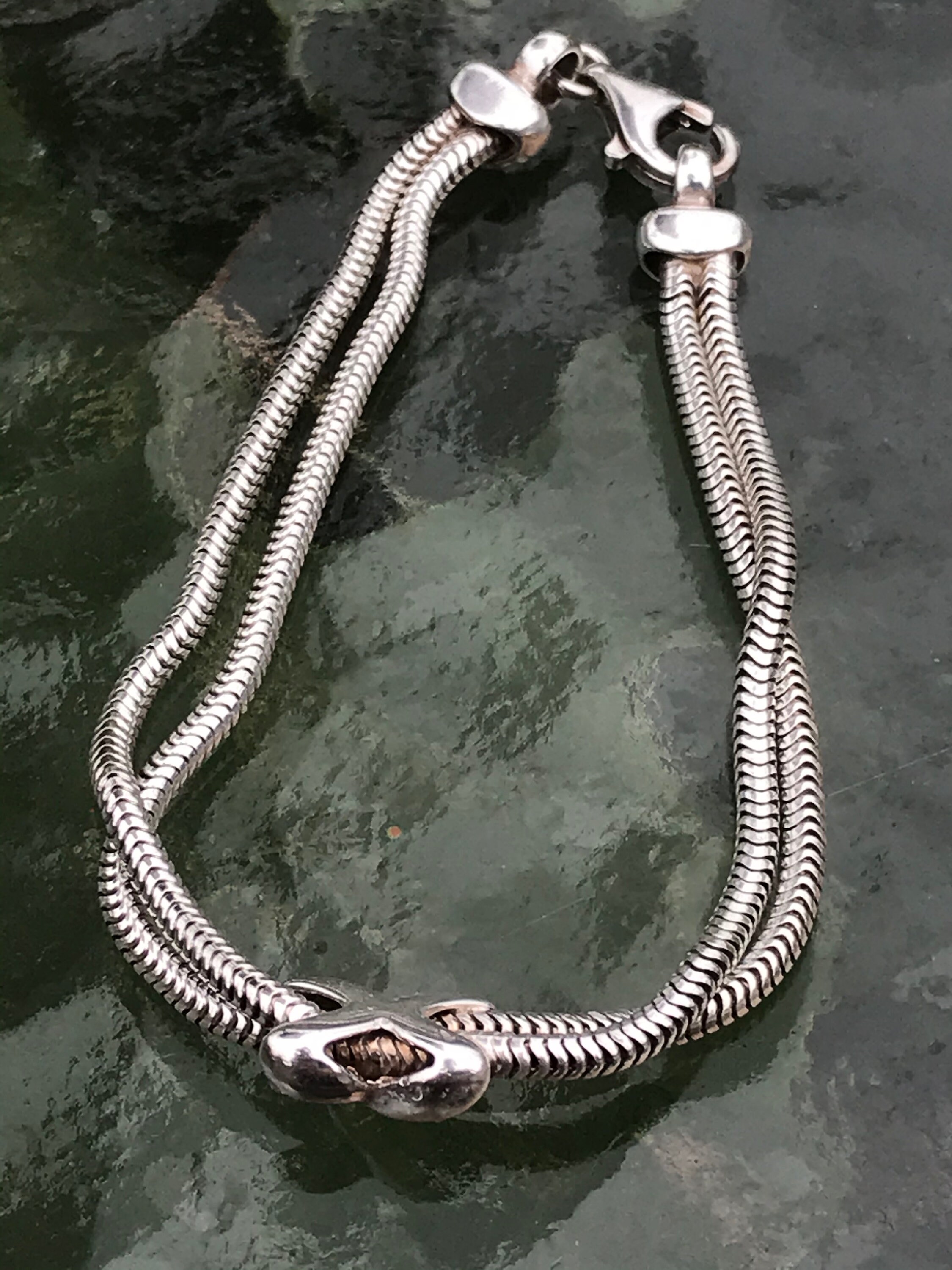 Vintage Italian Sterling Silver Chain Link Bracelet With X Detail