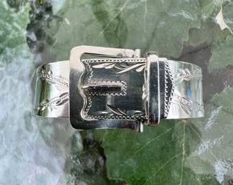 Vintage, Sterling Silver, Belt Buckle, Etched Bracelet, Hallmarked