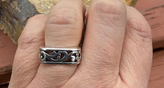 Brighton Sterling Silver Openwork Ring, Scroll Sq… - image 8