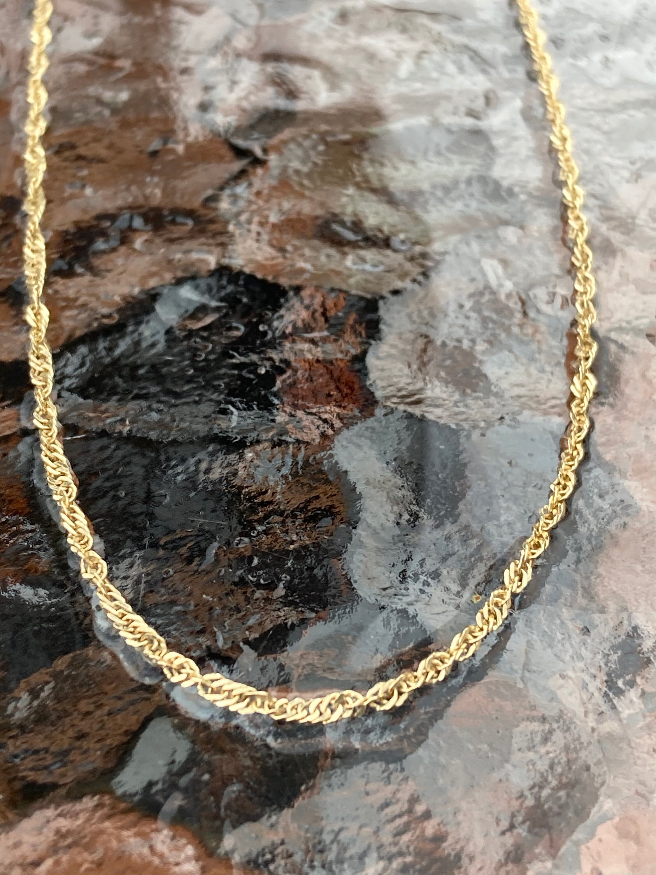 Vintage 14K Gold Twisted Chain Link Necklace 24 Long Etsy