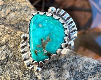 Sterling Silver, Ring 925 Turquoise Ring, Mexico, Size 6 1/2, 4.5 Grams