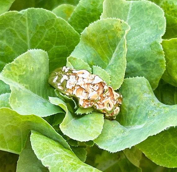 Vintage, 14K Gold, Yellow Gold, Nugget Ring, Size… - image 10