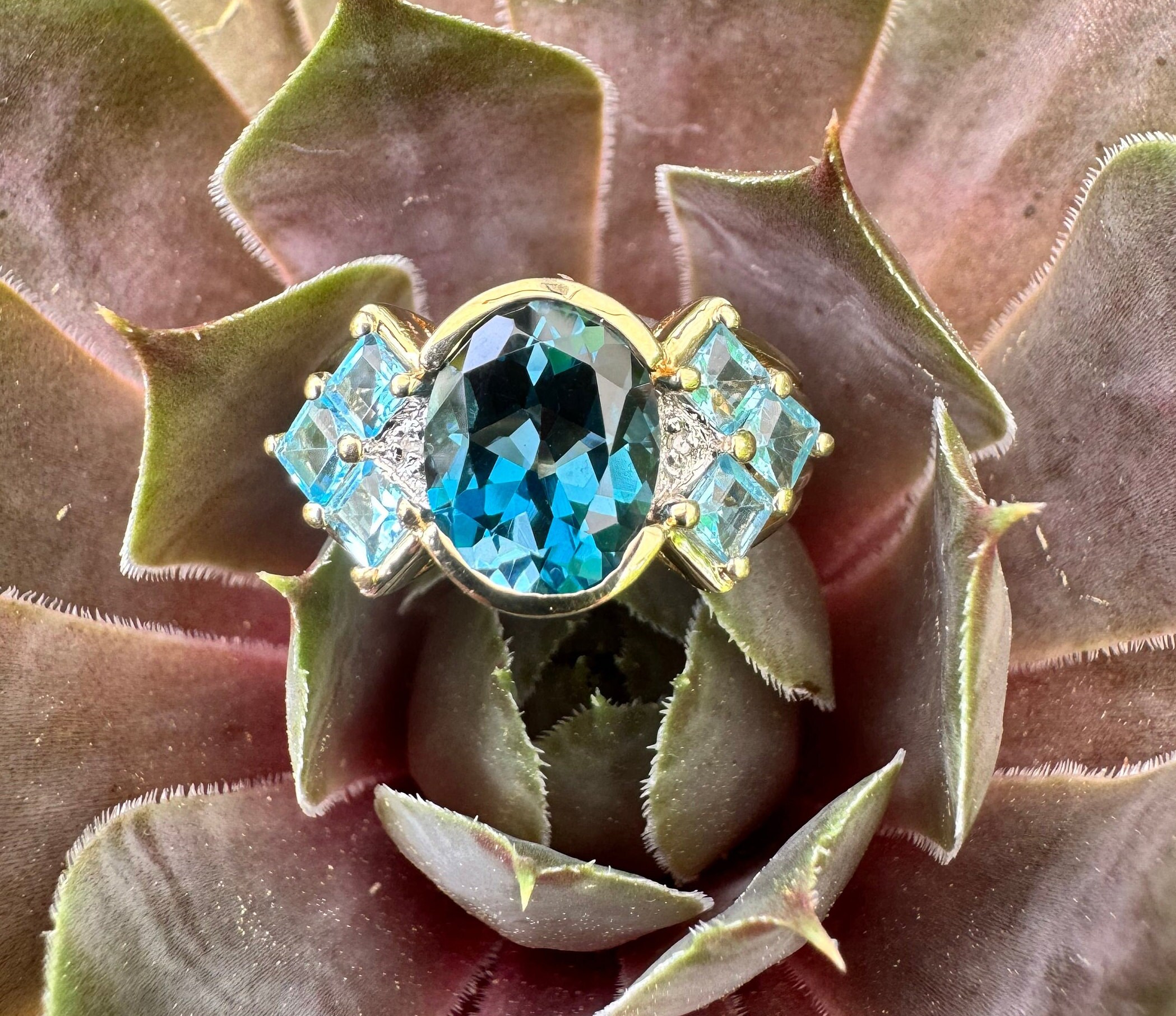 Thl Rings Images Vintage, 10K Gold, Topaz and Diamond Ring, THL, Size 7 3/4, 5.15 Grams ...