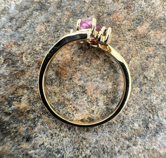 Vintage, 10K Gold, Pink Topaz With Diamonds, Ring… - image 7
