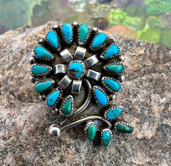 Vintage, Sterling Silver And Turquoise, Zuni Need… - image 3