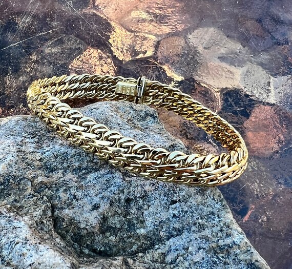 Vintage 14K Gold Brev Italian Braided Bracelet 7 Long by 8.3mm