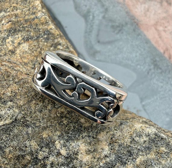 Brighton Sterling Silver Openwork Ring, Scroll Sq… - image 2
