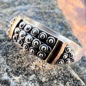 Vintage, Sterling Silver, Brutalist, Abstract Ring / Band, Two Tone, Size 6 1/2, 2.7 Grams