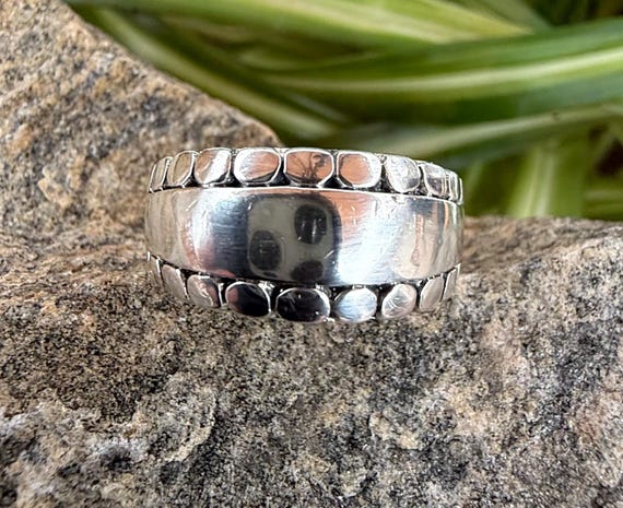 Sterling Silver Statement Ring, Modern Wide Band,… - image 2