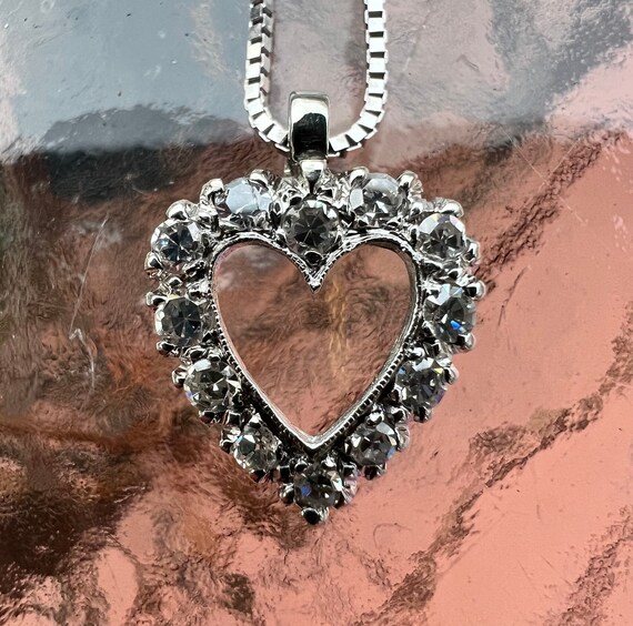 Vintage, 14K Gold, White Gold, Diamond Heart Pendant