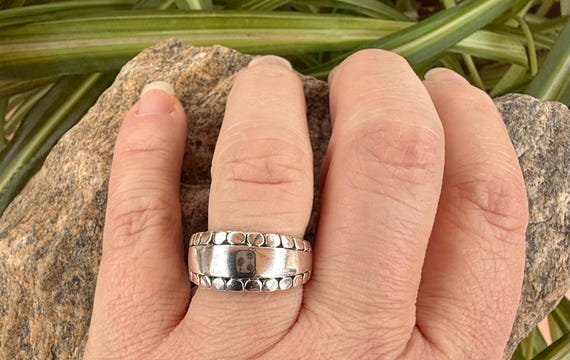 Sterling Silver Statement Ring, Modern Wide Band,… - image 7