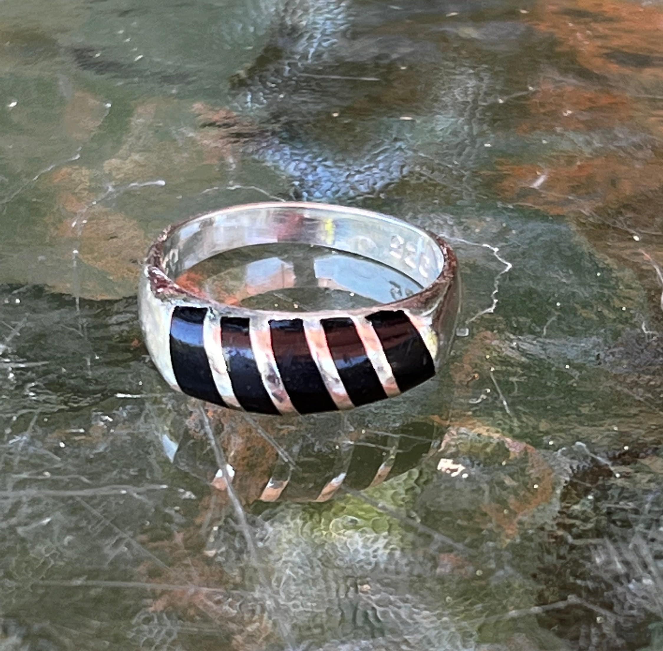 Vintage, Sterling Silver, Onyx Ring, Mexico Ring, Size 6 1/2