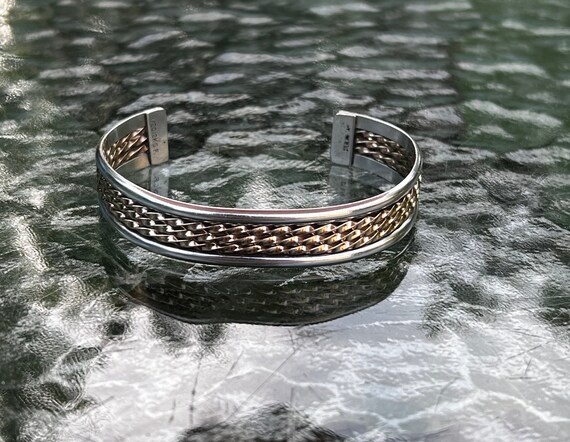 Vintage Navaho Signed Tahe Sterling Silver 12k GF Twist Top