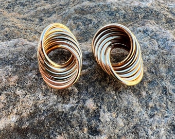 Vintage, 14K Gold Swirl Stud Earrings, .76