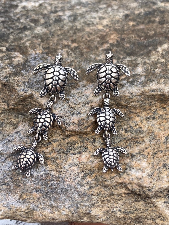 Sterling Silver And Antiqued Turtle Post Earrings Sterling Silver And Antiqued Turtle Post Earrings