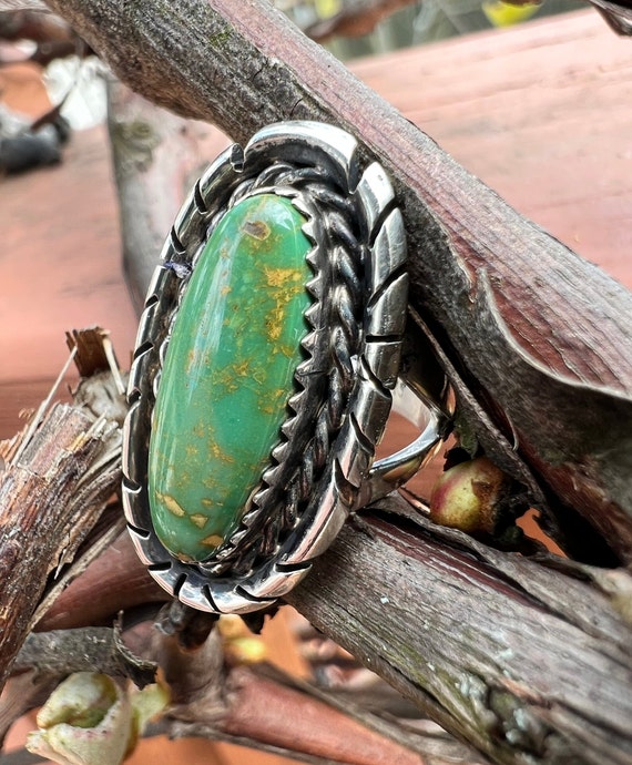 Vintage, Sterling Silver, Green Turquoise, Native 