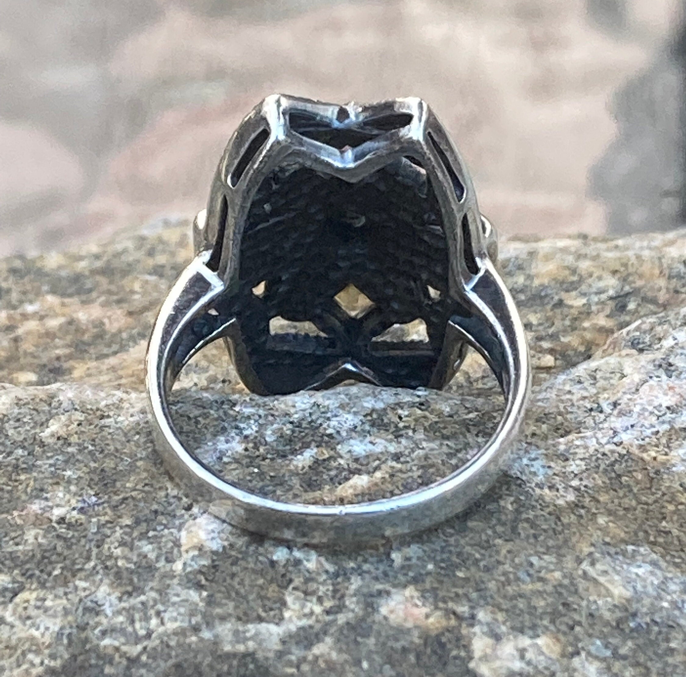 Vintage, Sterling Silver, NF Ring, Marcasite, Multicolor Ring