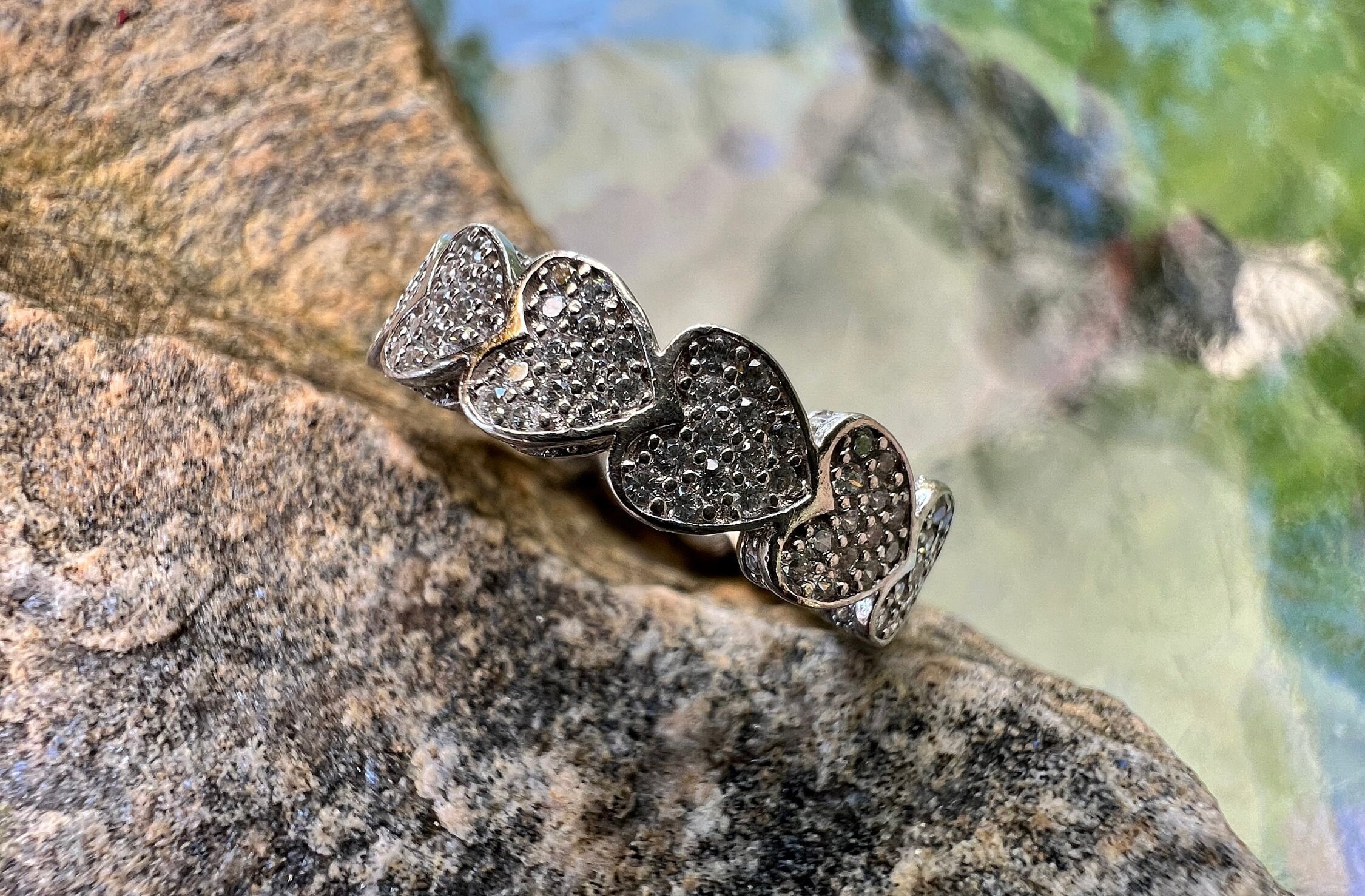 Vintage, Sterling Silver, Cubic Zirconia, Heart Ring, Size 6 3/4, 4 Grams - Etsy Vintage, Sterling Silver, Cubic Zirconia, Heart Ring, Size 6 3/4, 4 Grams - Etsy