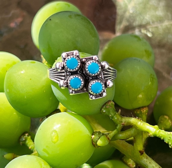 Beautiful Vintage Native American Navajo Snake Eyes Turquoise Sterling Silver Wave Ring Old Beautiful Vintage Native American Navajo Snake Eyes Turquoise Sterling Silver Wave Ring Old