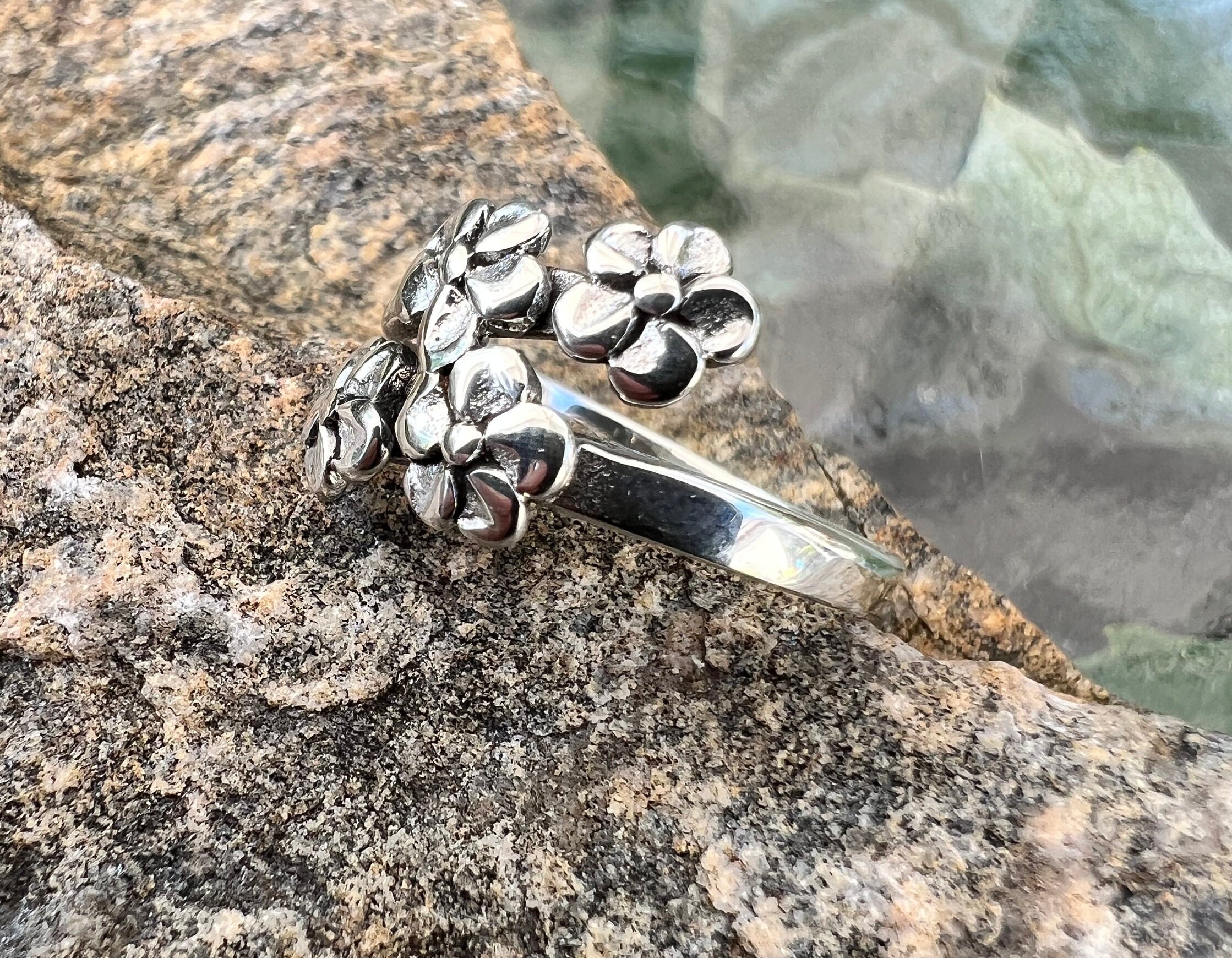 Vintage, Sterling Silver, Flower Ring, Floral Ring, Size 6 3/4, 2.4 ...