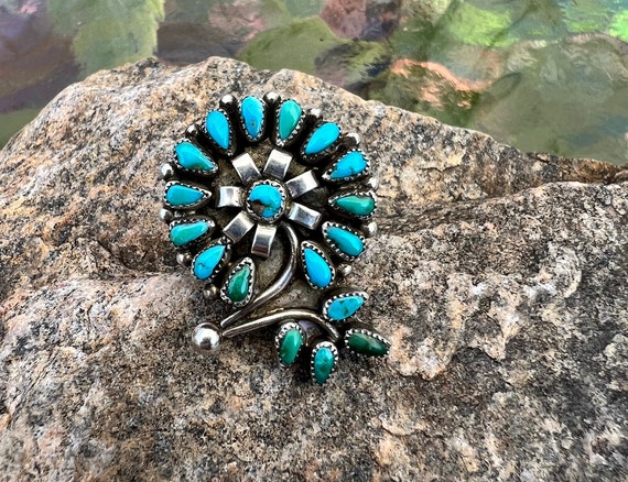 Vintage, Sterling Silver And Turquoise, Zuni Need… - image 2