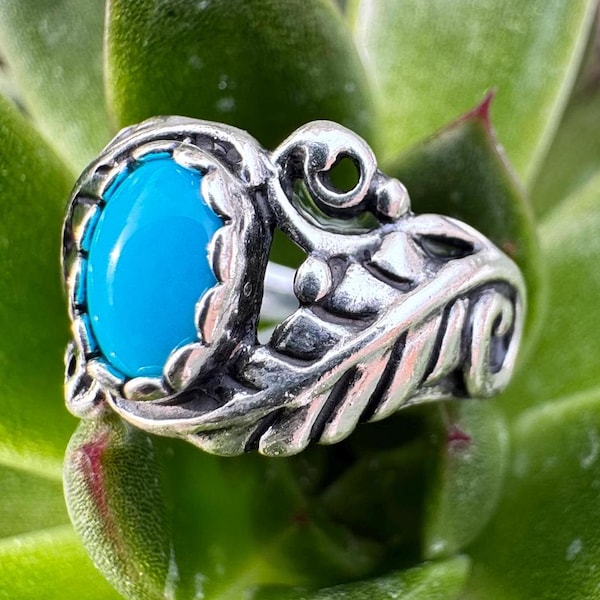 Anillo vintage Carolyn Pollack Relios de plata de ley turquesa - Talla 5 3/4