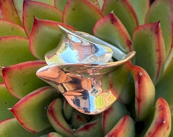 Vintage MEK Sterling Silver Sculptural Ring, Abstract Modernist Statement, Size 7.75