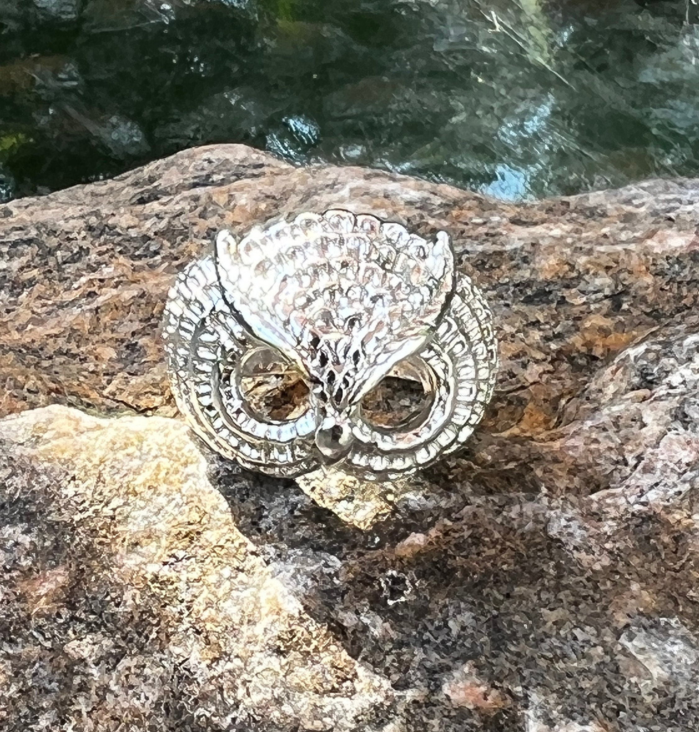 Vintage, Sterling Silver, Handmade Owl Ring, Size 5 1/4, 5 Grams